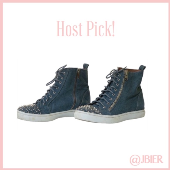 Jeffrey Campbell High Top Studded Denim Sneakers - Picture 1 of 5